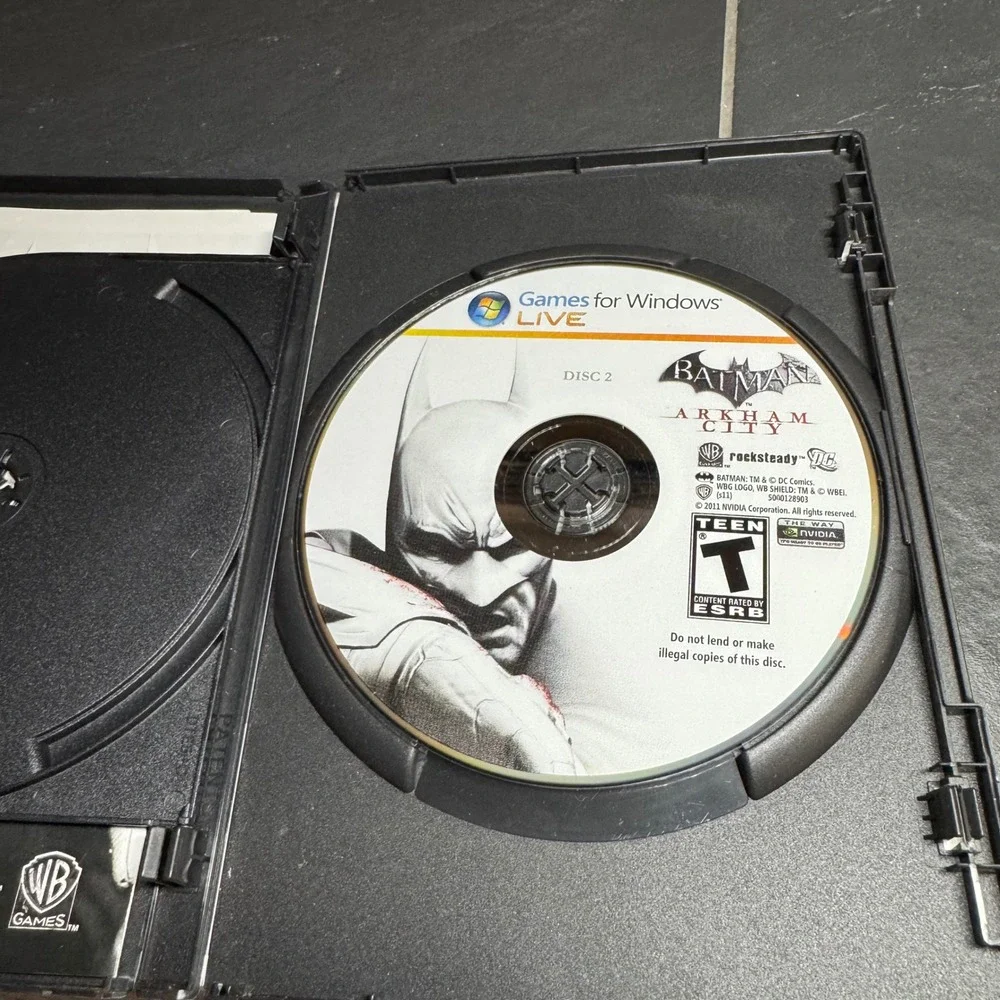 Batman Arkham City PC DVD‎ Games for Windows Live Rocksteady WB Games 2-Disc Set